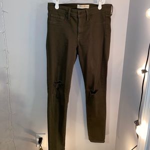 Army green ripped jeans